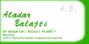 aladar balajti business card